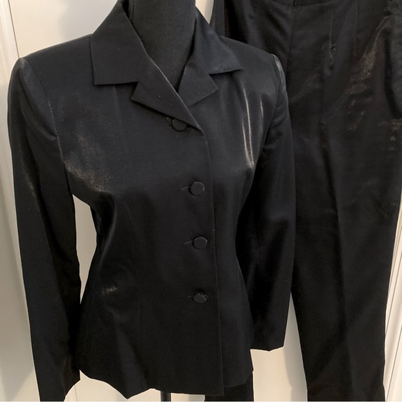 Vintage Banana Republic Black Shimmer Pantsuit Wool Blend Size 6 - Picture 2 of 7
